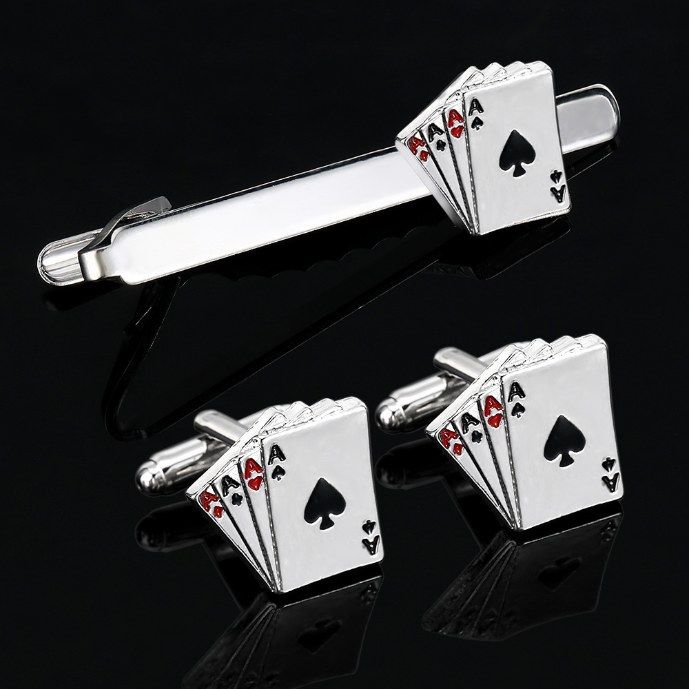 Board Game Card - Conjunto de prendedor de gravata e