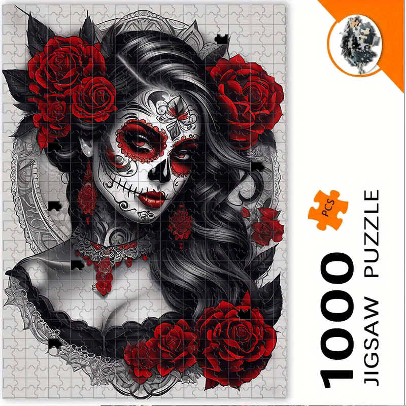 Jigsaw Puzzle Adult - 500/1000 peças gótico mexicano açúcar crânio