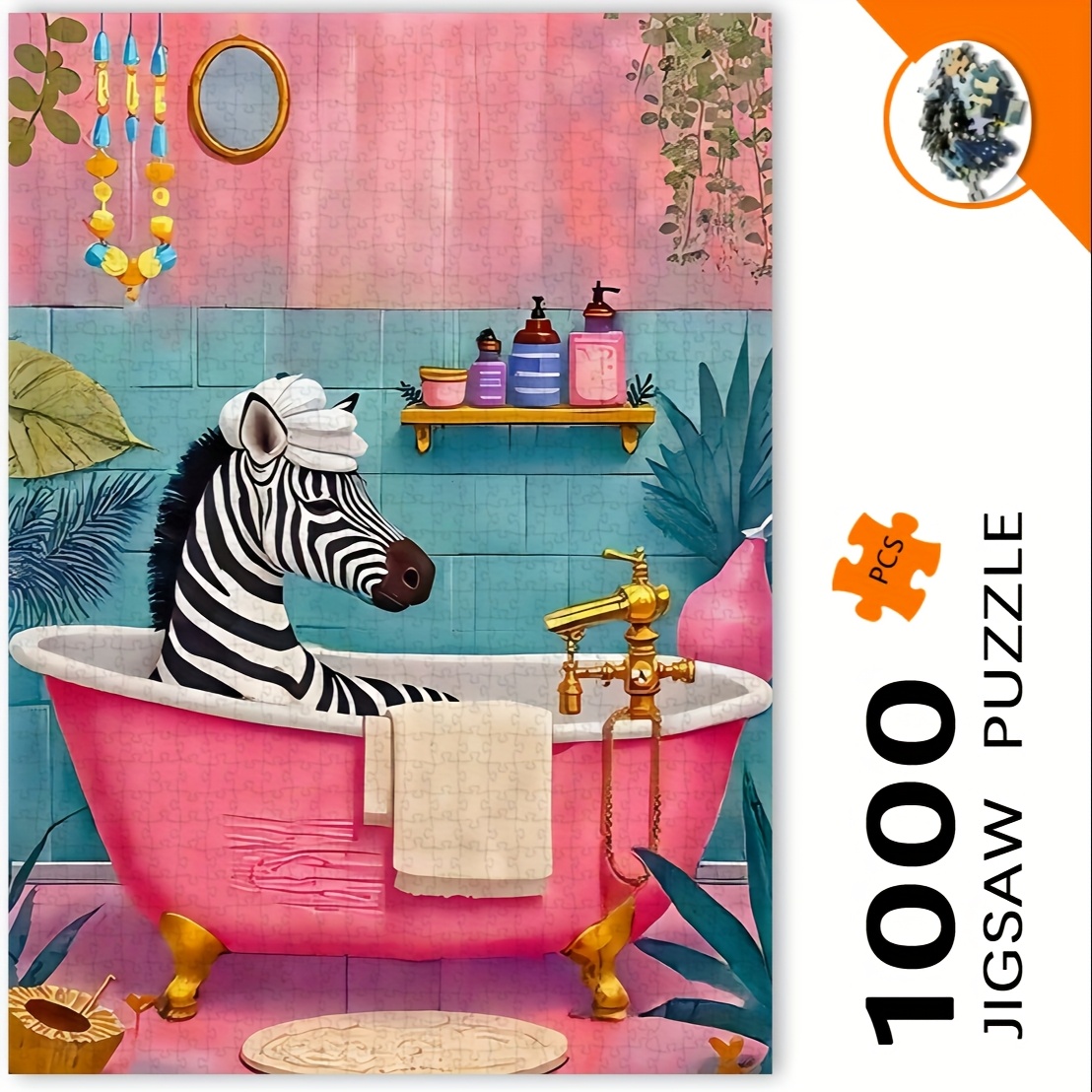 1000 peças zebra em banho de b - Jigsaw Puzzle Adult avaliação e preço